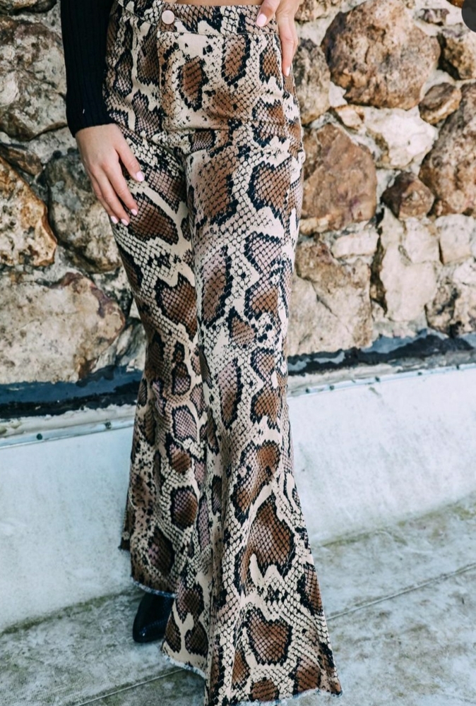 Snake print bell bottoms